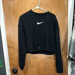 Nike Black Cropped Hoodie Sweatshirt